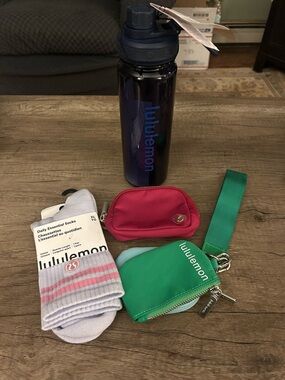 Lululemon Bundle including socks, water bottle , Nano & dual pouch wristlet